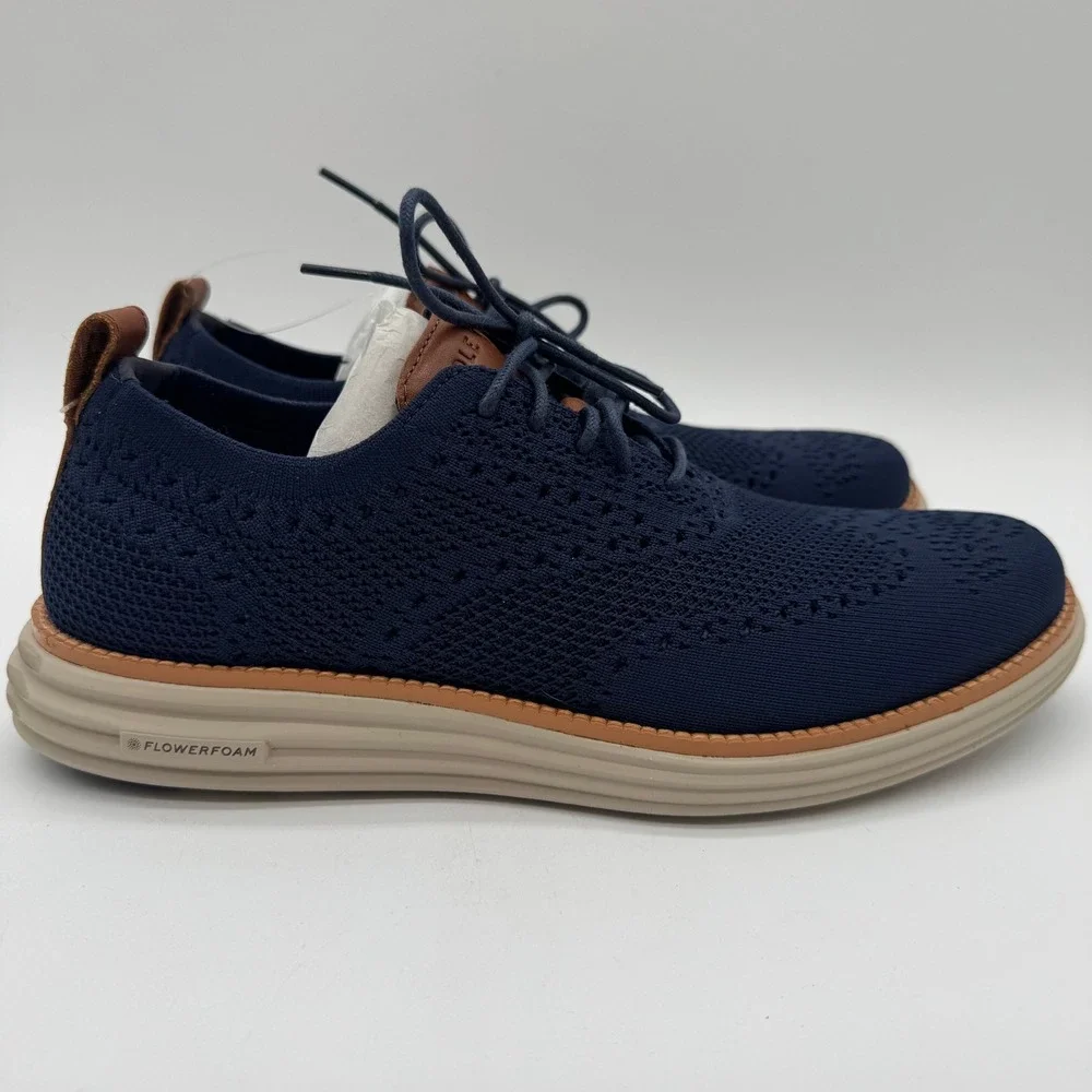 Cole Haan ØriginalGrand Stitchlite Oxford Marine Blue Knit Men's Size 8 New